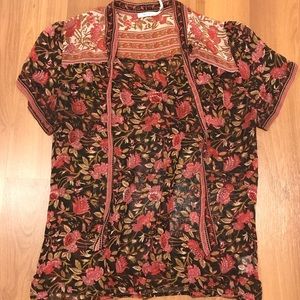 Black Floral Sheer Top